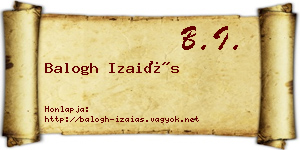 Balogh Izaiás névjegykártya